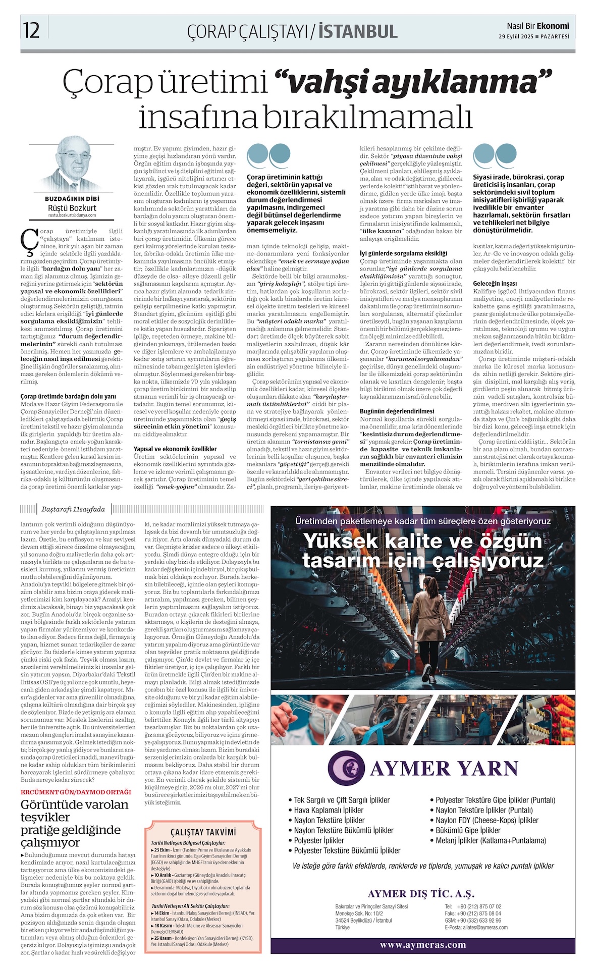 Çorap Çalıştayı: Katma değerli ürün ve ‘küçülerek büyüme’ stratejisine dayalı modelde ısrarcı olmalıyız