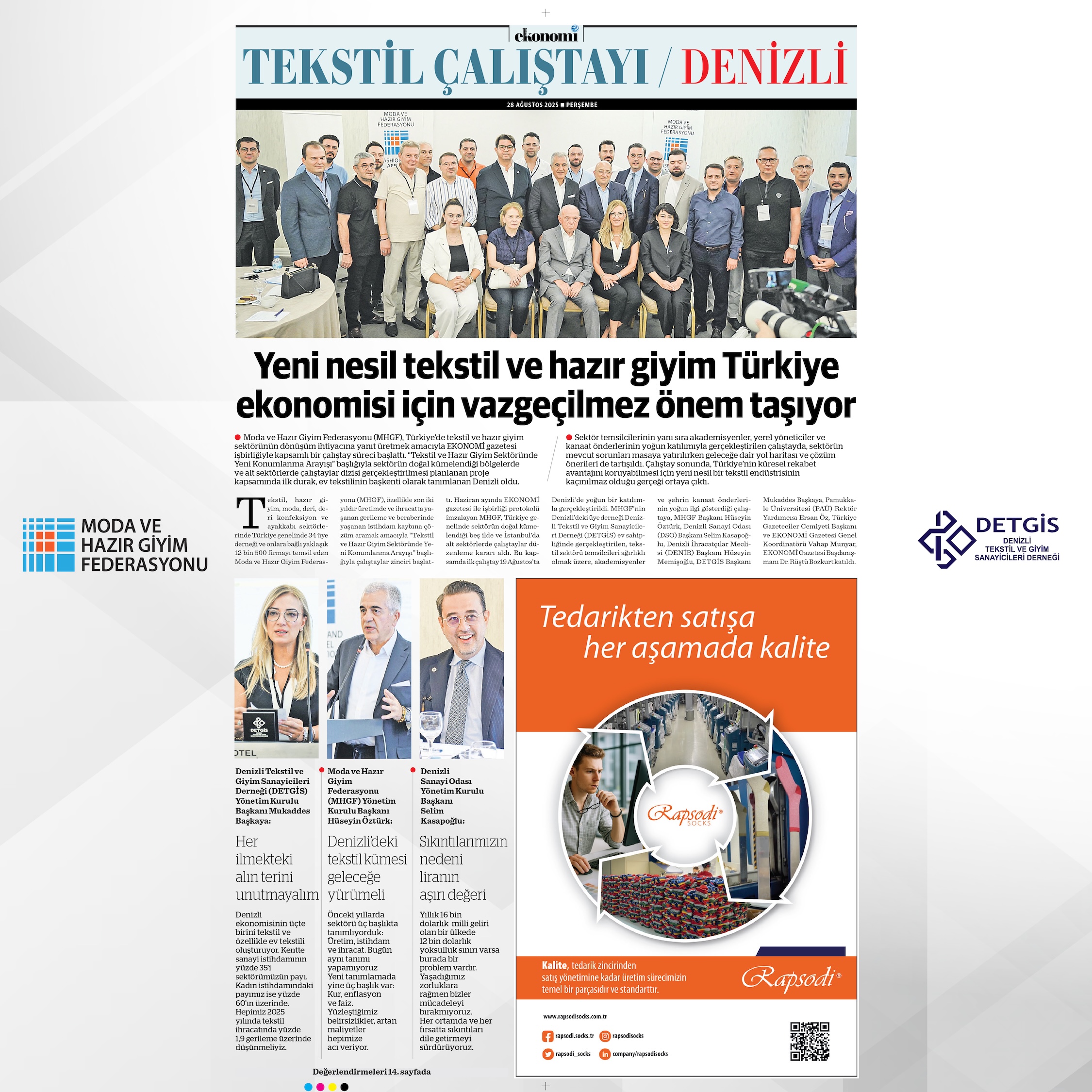 Denizli Çalıştayı: Yeni nesil tekstil ve hazır giyim Türkiye ekonomisi için vazgeçilmez önem taşıyor