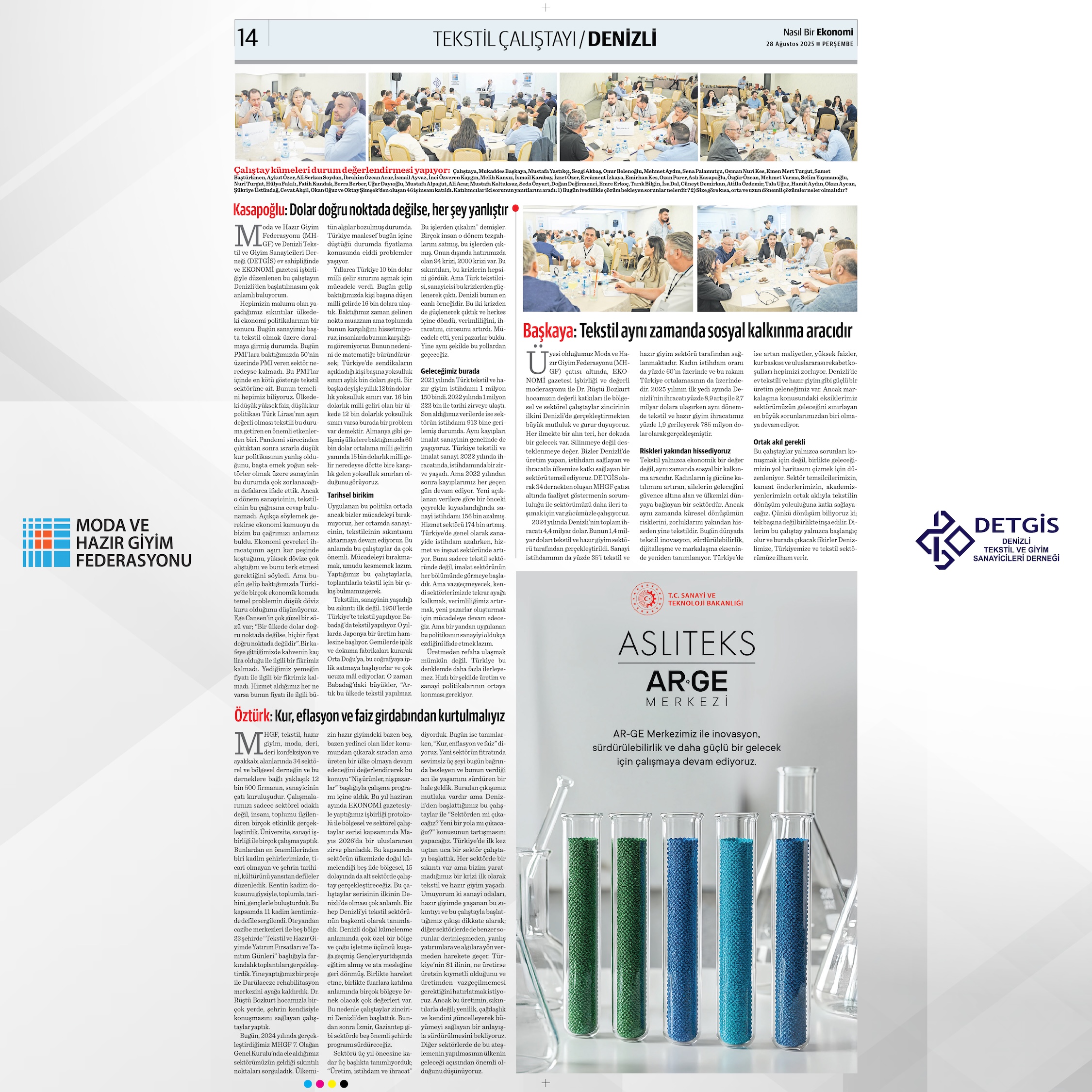 Denizli Çalıştayı: Yeni nesil tekstil ve hazır giyim Türkiye ekonomisi için vazgeçilmez önem taşıyor